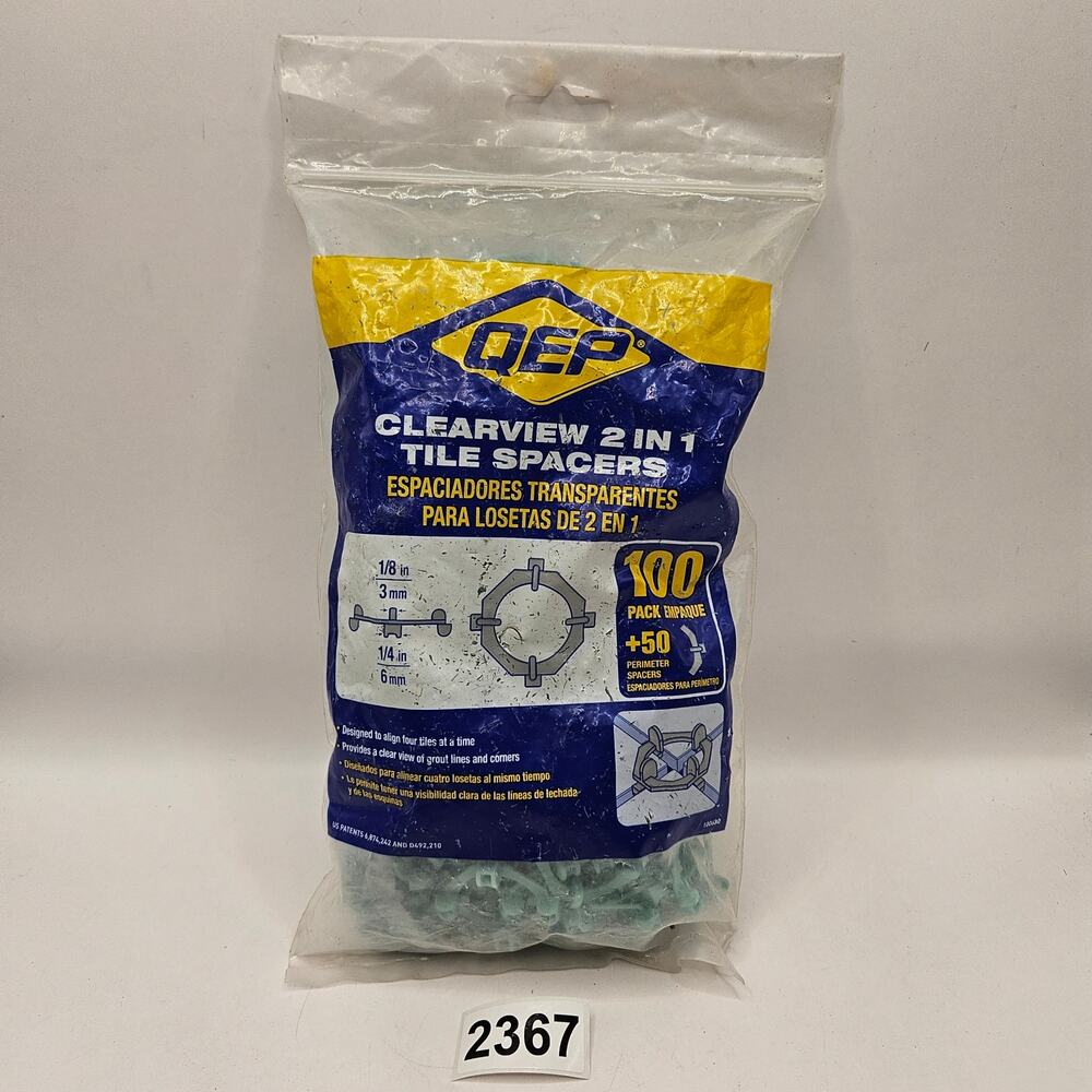 QEP 1/8" & 1/4" CLEARVIEW 2 IN 1 TILE SPACERS 100 COUNT GREEN PLASTIC NIB
